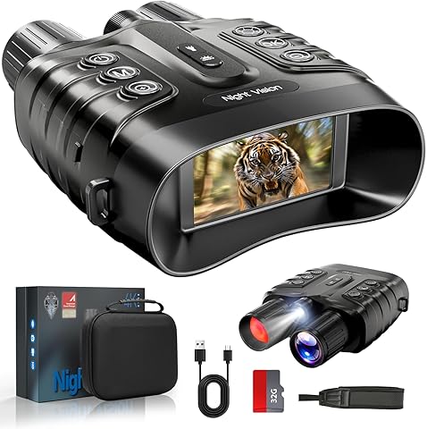 Binoculares Visión Nocturna,Recargables Batería 10000mAh & 48MP 4K,Prismáticos de Visión Nocturna por Infrarrojos con Gran Apertura f/1,4, 600m/1968 pies, Tarjeta de 32GB,Caza,Camping,Regalo