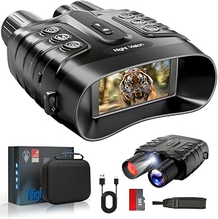 Jumelle Vision Nocturne 4K 48MP, 10 000 mAh Rechargeable, f/1.4 Grande Ouverture Jumelles Infrarouge, Portée de Vision 600M, 3
