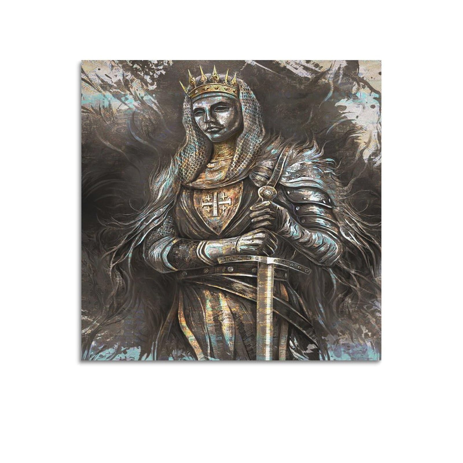 Nohf Unframe-Style Medieval King Baldwin Poster Wall Art Print Retro Aesthetic Room Decor 12X12inch(30X30cm)