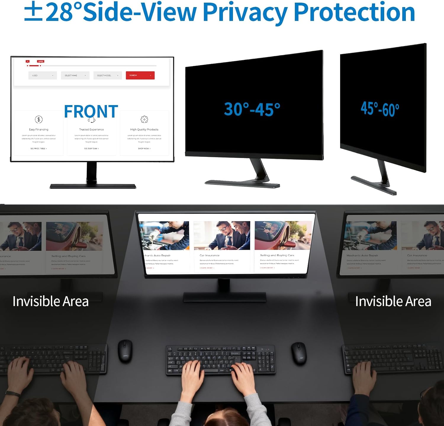 Magnetic Privacy Screen for 27 Inch Monitor, 16:9 Aspect Ratio Computer Polycarbonate Anti Spy Filter, Aluminum Alloy Frame Anti-Glare Blue Light Shield, Removable Anti-Peeping Screen Protector for Desktop PC & Monitor