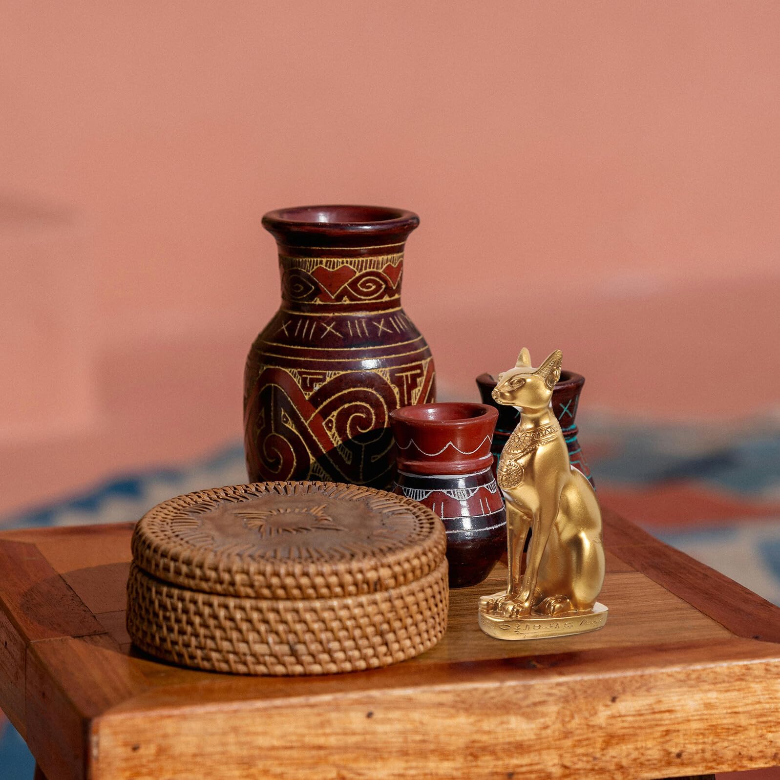jojofuny Estatua de Gato Egipcio Bastet Resina Dorada Figura Decorativa para Hogar y Mesa Adorno Artístico Elegante para Interior