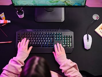 GXTrust Vylax Gaming Mouse with 6 Programmable Buttons, White | Advanced Software, 200-6400 DPI, Multicolour LED Lighting, 1.5m USB Cable, for PC Laptop Windows