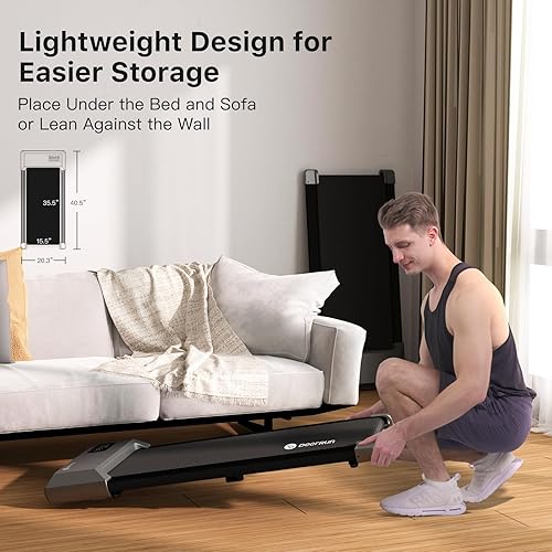 Miniatura 6 de DeerRun Caminadora para debajo del escritorio, caminadora para debajo del escritorio con capacidad de 300 libras, mini caminadora portátil con