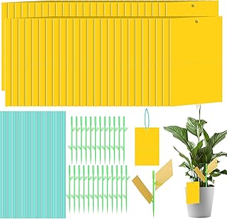 Simpeak Sticky Traps, 50 PCS Fruit Fly Sticky Traps Fungus Gnat Traps for Plants, Yellow Flying Insect Trap Sticky Sticks for White Flies, Mosquitos, Fungus Gnats