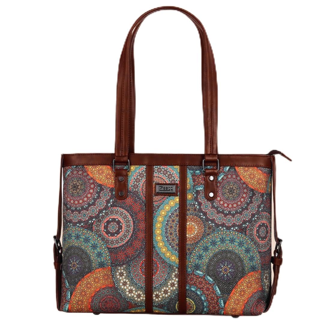 ZEBCO BAGS Womens Office Handbag Shoulder Messenger Bag for ladies/Purse with up to 15.6 inch Laptop Compartment (Floral Mandala) (B0B6P9JWGS) Amazon Price History, Amazon Price Tracker