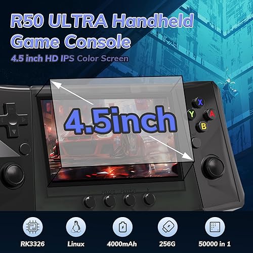 Miniatura 2 de RegiisJoy R50 Ultra 50000 en 1 Consola de juegos portátil, pantalla IPS de 4.5 pulgadas, consolas de juegos retro emuladores principales, mini