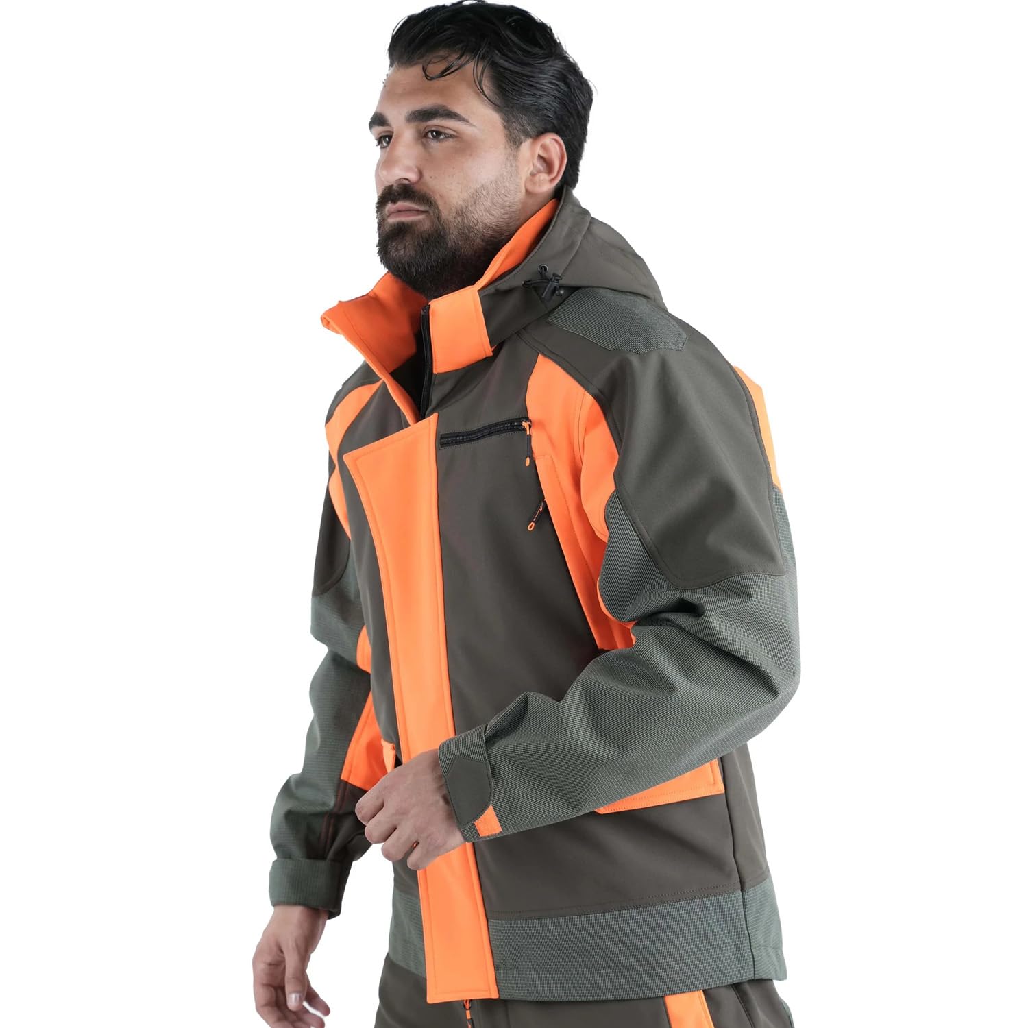 fratelliditalia.org Giacca Giubbino Softshell Arancio Cappuccio Alta visibilita Uomo - Personalizzabile con Il Tuo Logo
