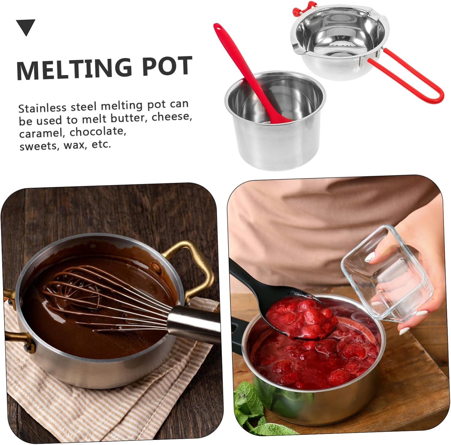 ULTECHNOVO Melting Pot Double Boiler Pot Multi-use for Chocolate Cheese Candy Melts Lightweight Portable Material