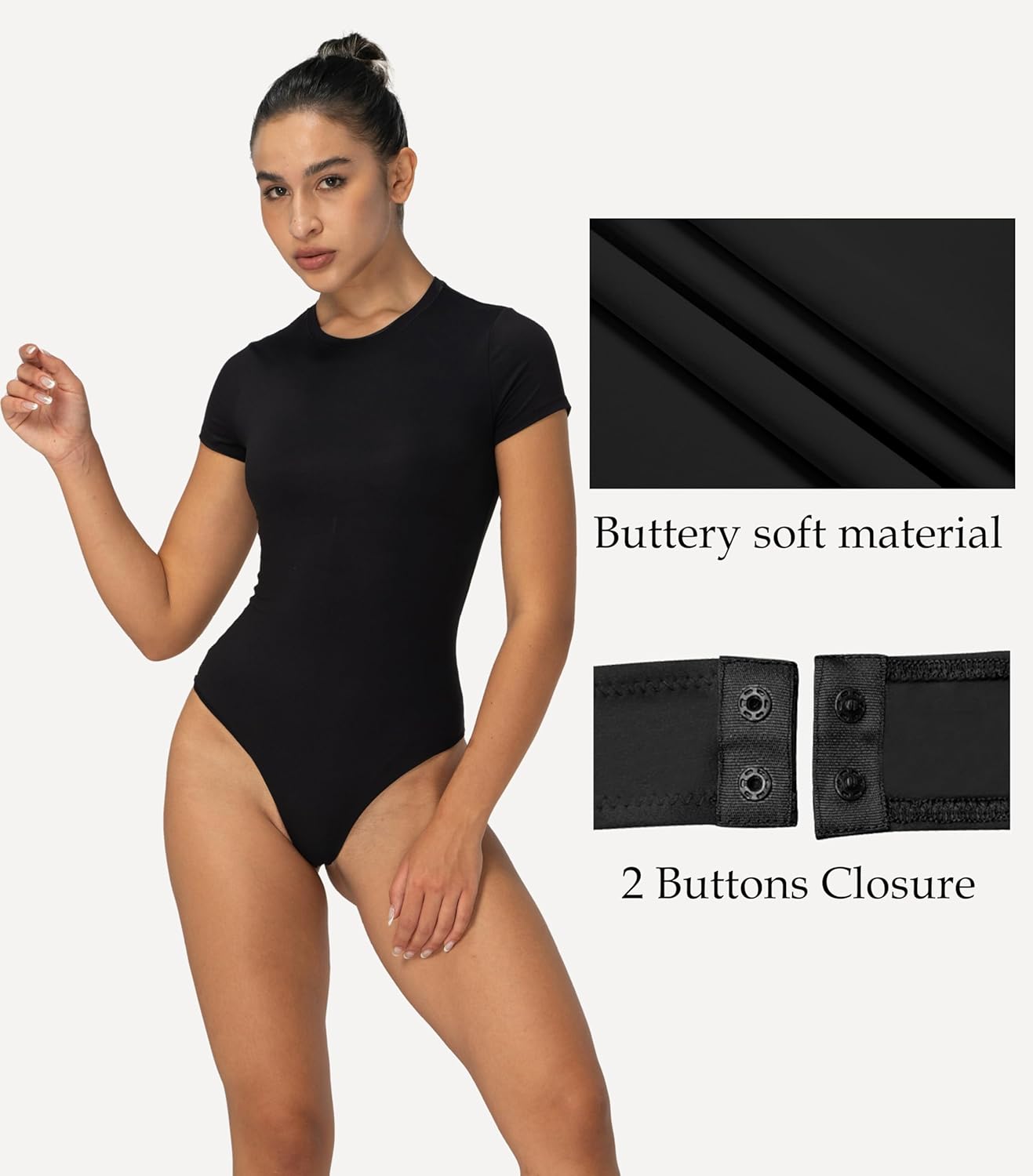 Sunzel Bodysuits for Women with Tummy Control- Crew Neck Short Sleeve Thong Body Suits Sexy Compression T shirts Tops - Image 2