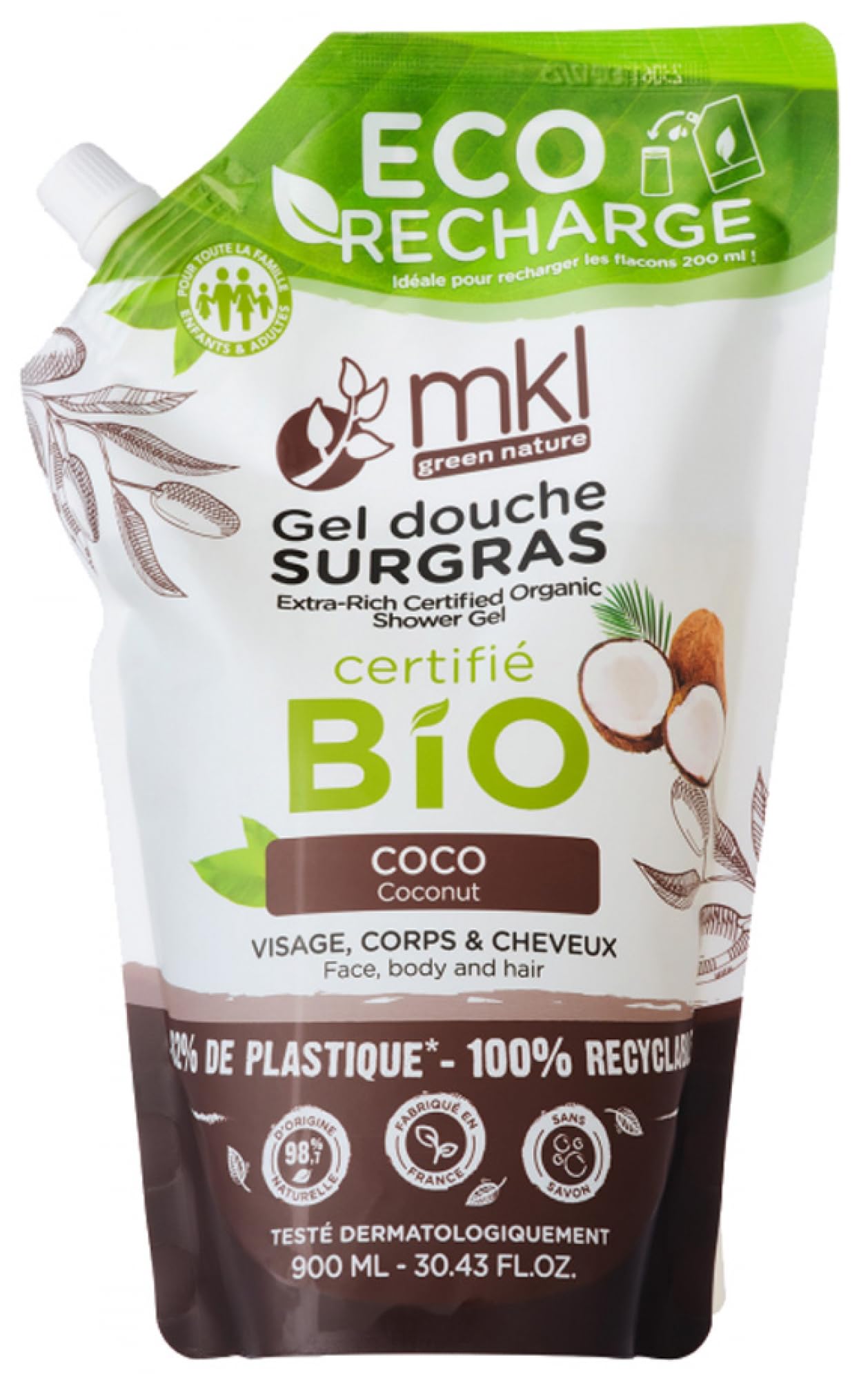MKL Green Nature Surgras Shower Gel Coco Organic Eco-Refill 900ml
