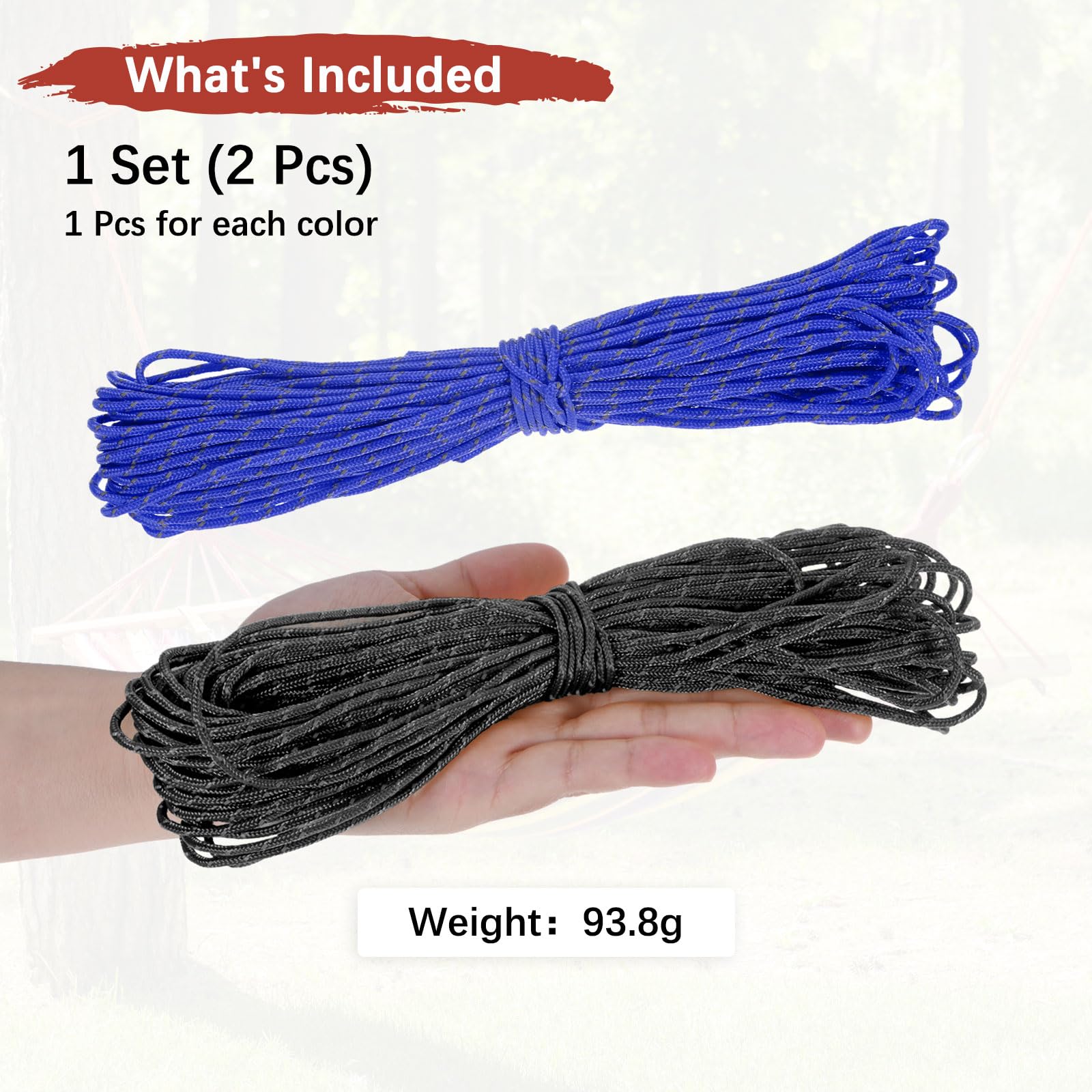 Uxcell 65 Feet Reflective Guyline Camping Paracord 3mm Nylon Tent Cord Guyline Rope Dark Blue