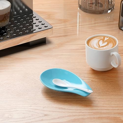 Miniatura 6 de ONTUBE Juego de 4 cucharas de cerámica para buffet, juego de 4, soporte para cucharas de cocina, 6.5 pulgadas (azul)