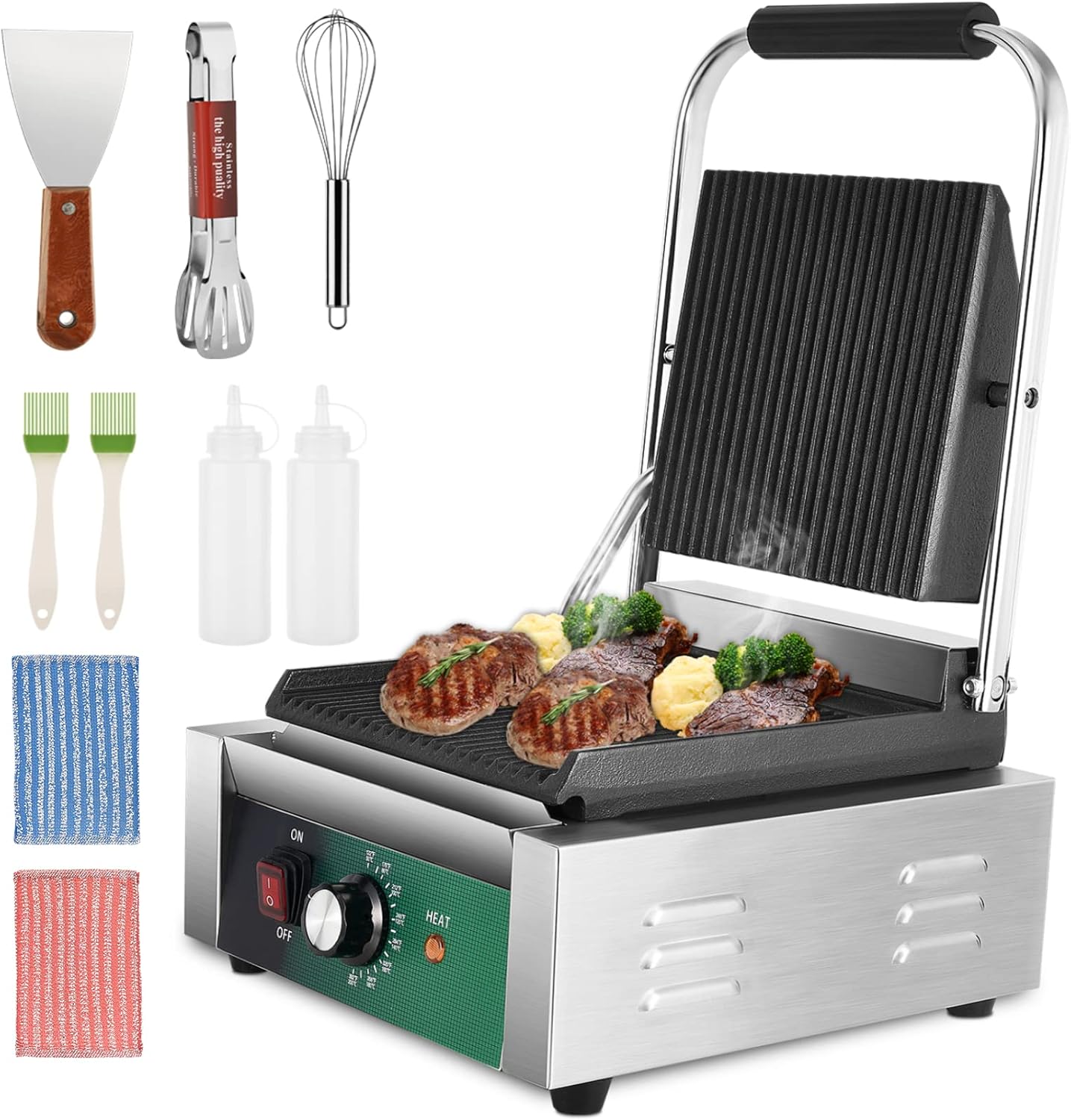 Commercial Panini Press Sandwich Maker, BOEASTER 2200W Cast