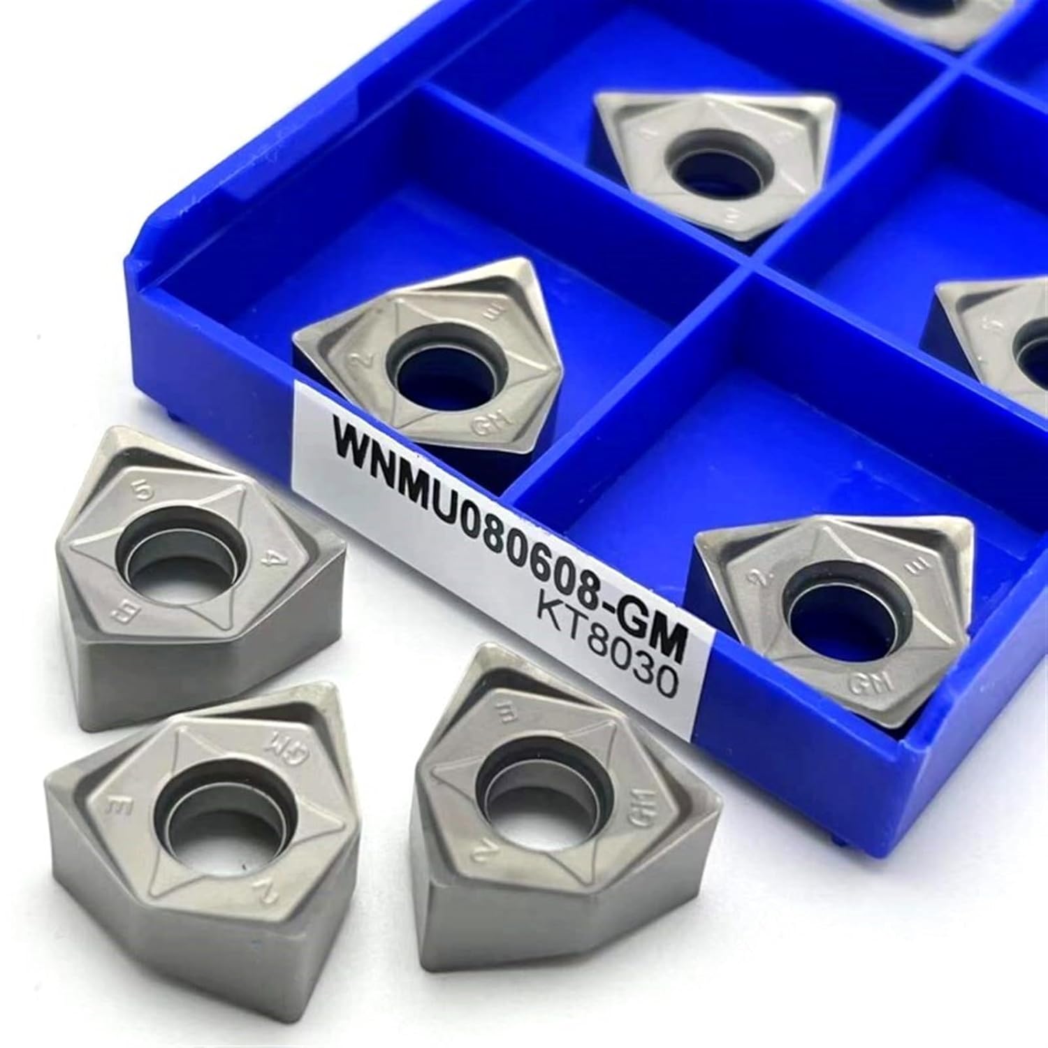 10pcs WNMU080608 GM KT8060 CNC Carbide Inserts, WNMU080608 Double-Sided Hexagonal 90 Degree Right Angle Fast Feed Carbide Turning Tool(WNMU080608-GM KT8060,100pcs)