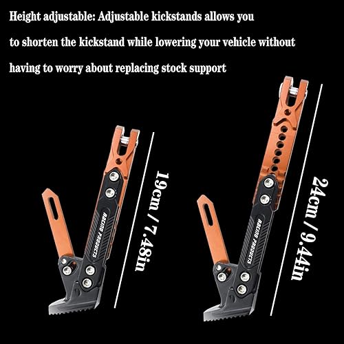 Miniatura 8 de Soporte universal para motocicleta, soporte ajustable de aleación de aluminio CNC modificado, soporte de trípode ajustable, soporte lateral de pie,