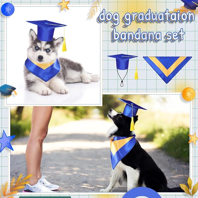 Traje de Graduación para Perro Huhumy con Gorro y Pañoleta Azul Talla L miniatura 7