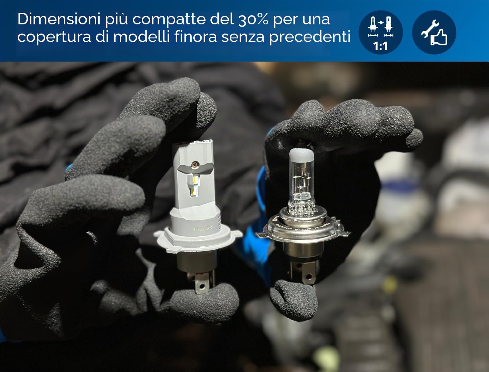 Philips Ultinon Pro6000 Boost gen3 Direct-fit H4-LED, lampadina per faro con omologazione stradale*, +450% di luce più brillante**