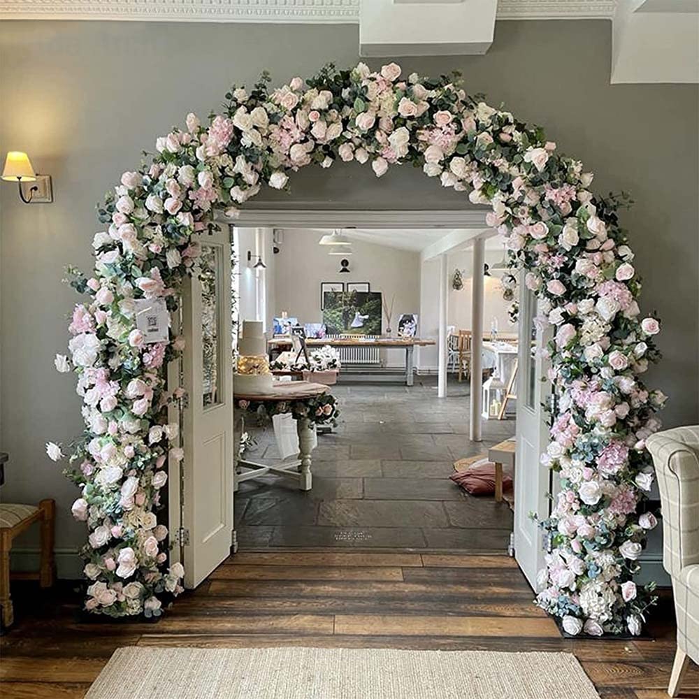 Macetero metálico de Arco para jardín con Soporte para Rosas, Apto para Plantas trepadoras, Disponible en Negro, Verde y Blanco, Altura de 1,2 a 3 Metros, Ancho de 2,2 a 2,3 Metros, estructu