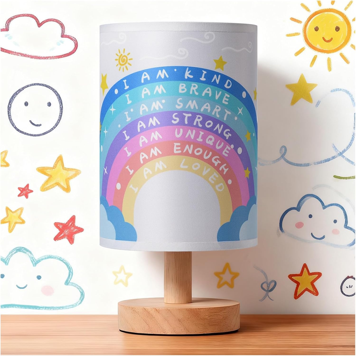 Rainbow Christmas Desk Lamp, 3 Light Modes, USB Powered, for Bedroom,Calming Corner Decor, Cozy Center, Book Center and Supplies, 10 inch Height, Christmas Gift.