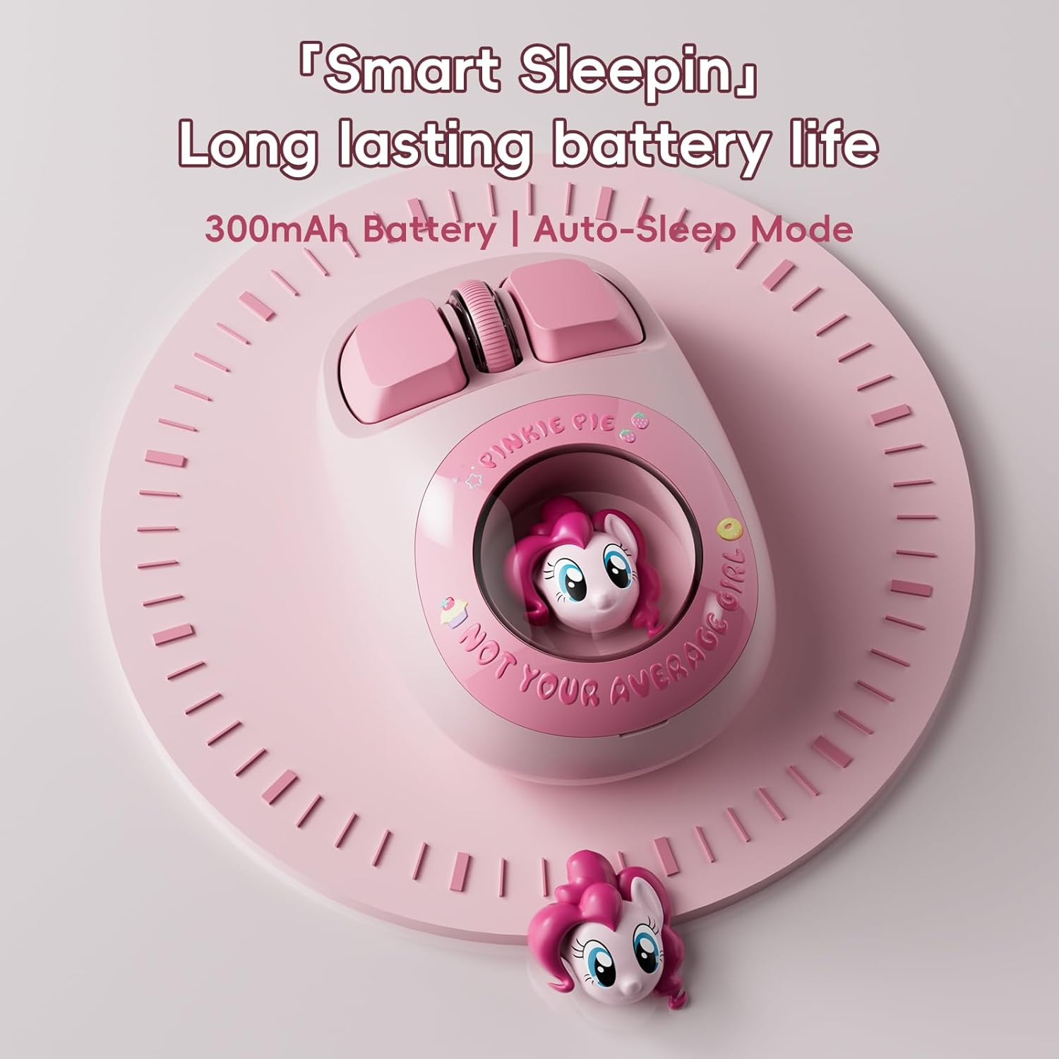 My Little Pony Wireless Mouse - Pinkie Pie Edition, 3D Character Design Silent Click Mouse with 1600 DPI, Dual-Mode (2.4GHz/Bluetooth), Ergonomic for Mac/Windows