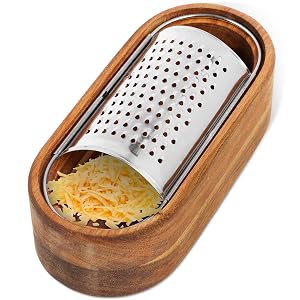 Cheese Grater Cheese Shredder with Storage Container Stainless Steel Lemon Zester Grater with Handle Manual Kitchen Grater for