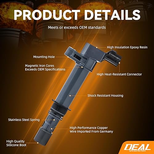 Miniatura 3 de DEAL Paquete de bobinas de encendido, compatible con Dodge Dakota Durango Ram 1500 – Jeep Commander Grand Cherokee – Chrysler Aspen – Mitsubishi