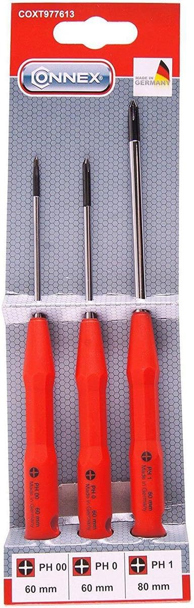 Connex COXT977613 PH Precision Screwdriver Set, Silver/Black/Red, 3 Piece
