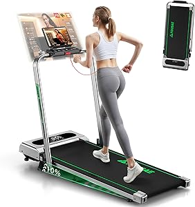 Folding Electric Treadmill 1-12 km/h, 5 in 1 Tapirulan with Tilt, Space-Saving with Dual LED Display, Support for Apps and…