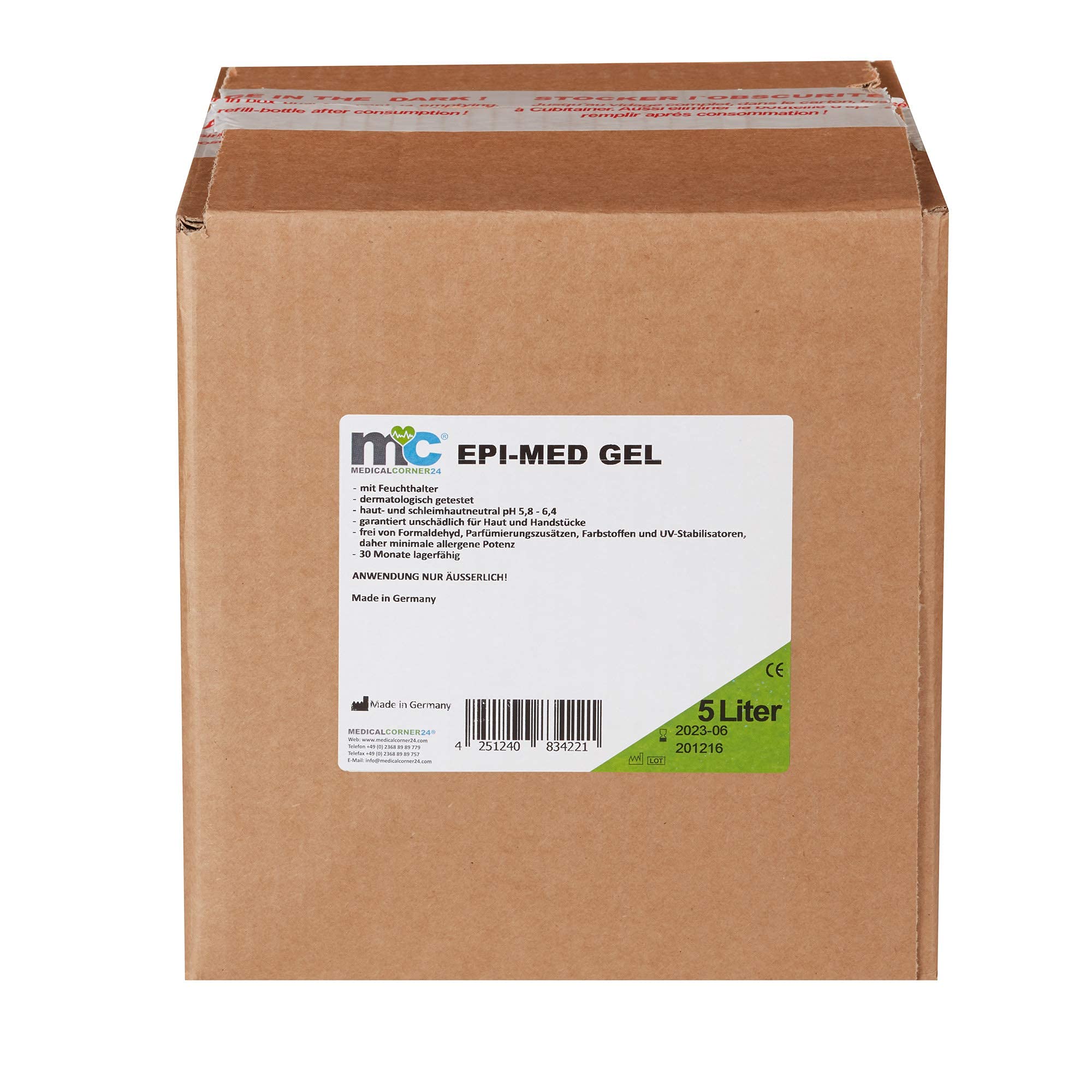 Medicalcorner24 IPL Gel Epimed, IPL Kontaktgel für Haarentfernung, 4 x 5 Liter Cubitainer