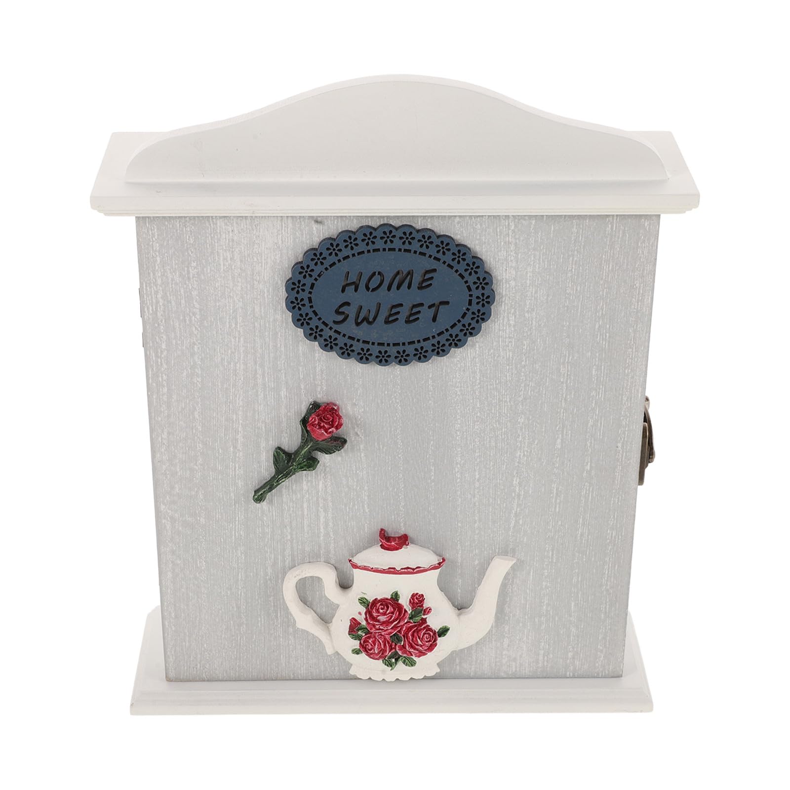 Boîte Porte-clés Murale en Bois Blanc, Organisateur Décoratif pour Couloir