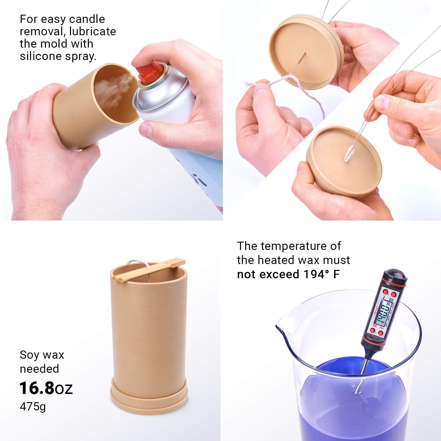 Candle Molds for Candle Making Cylinder Shaped - Height: 5.1 in, Width: 2.7 in - Wax Melt Molds for Crafts - Candle Wax Molds – Candle Making Supplies