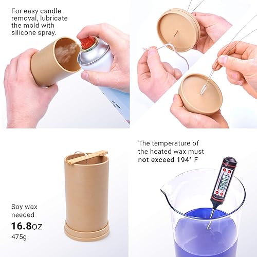 Miniatura 3 de Candle Shop - Molde cilíndrico - Altura 5.1 pulgadas, ancho 2.7 pulgadas - 30 pies de mecha incluida como regalo - Moldes de plástico para velas