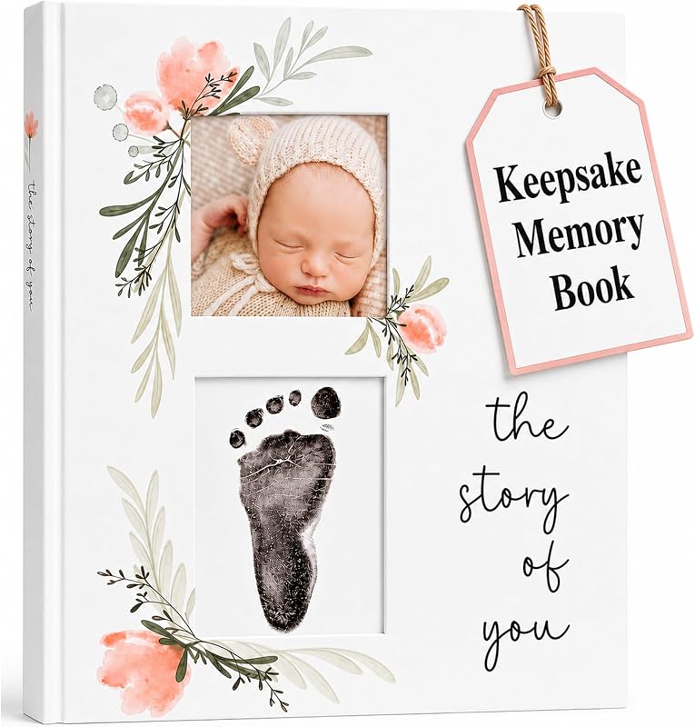 Libro de recuerdo para bebé, libro simple de hitos para niño o niña, diario de bebé y libro de recuerdos de embarazo, registro mensual de hitos para baby shower, regalo moderno de estilo neutro de género para mamás