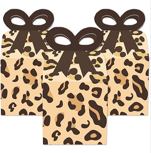 Miniatura 2 de Big Dot of Happiness Estampado de leopardo - Cajas de regalo cuadradas - Cajas de lazo para fiesta de guepardo - Juego de 12