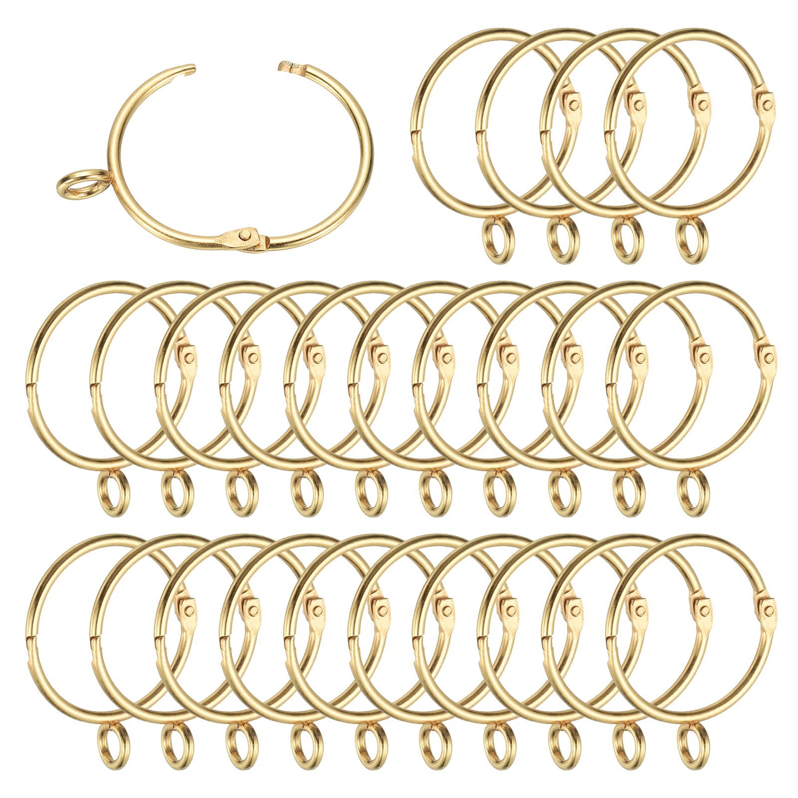 Anillos de barra de cortina de 1.5 pulgadas de metal dorados con ojales para alfileres