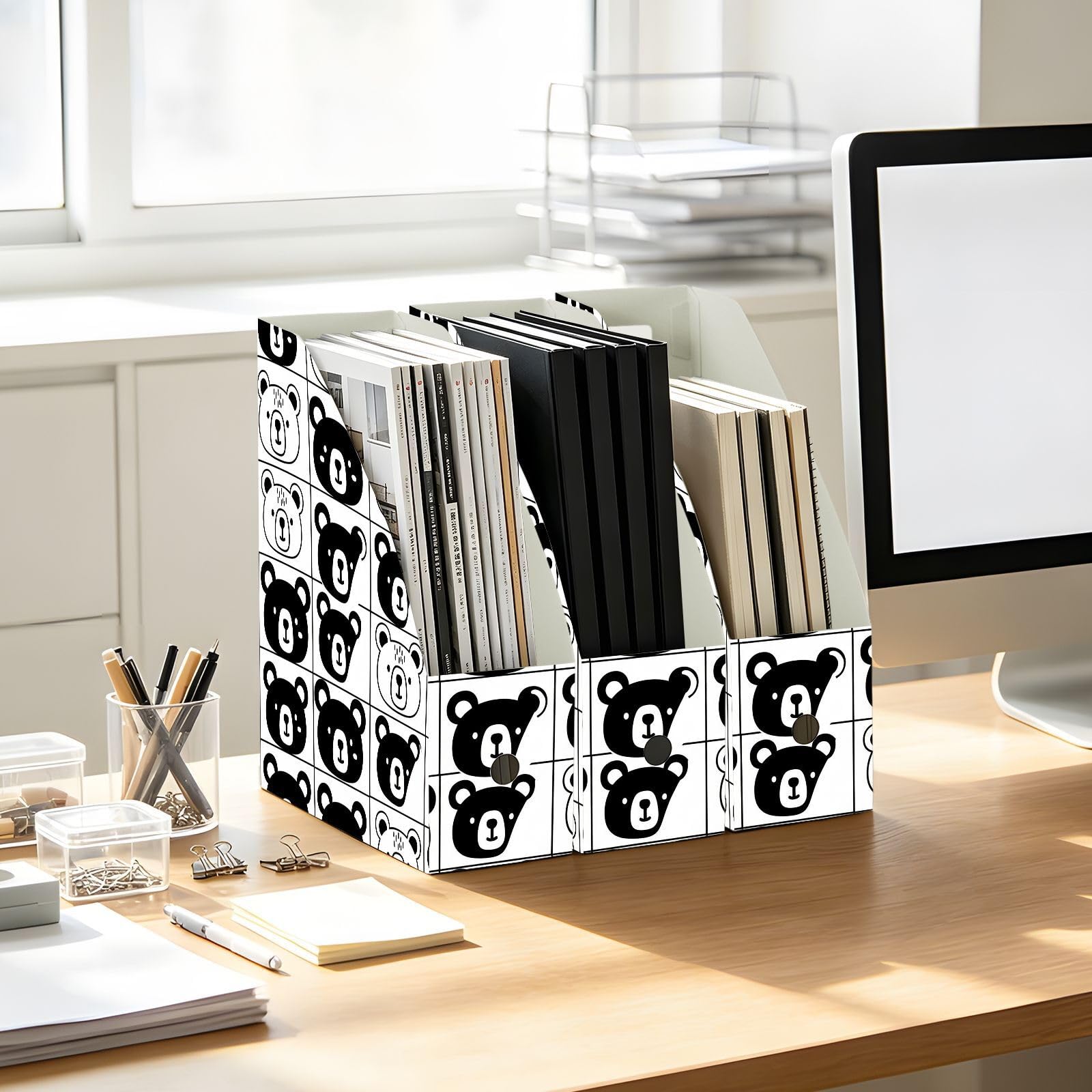 Cartoon Bear Organiseur de dossiers pour enseignants Noir