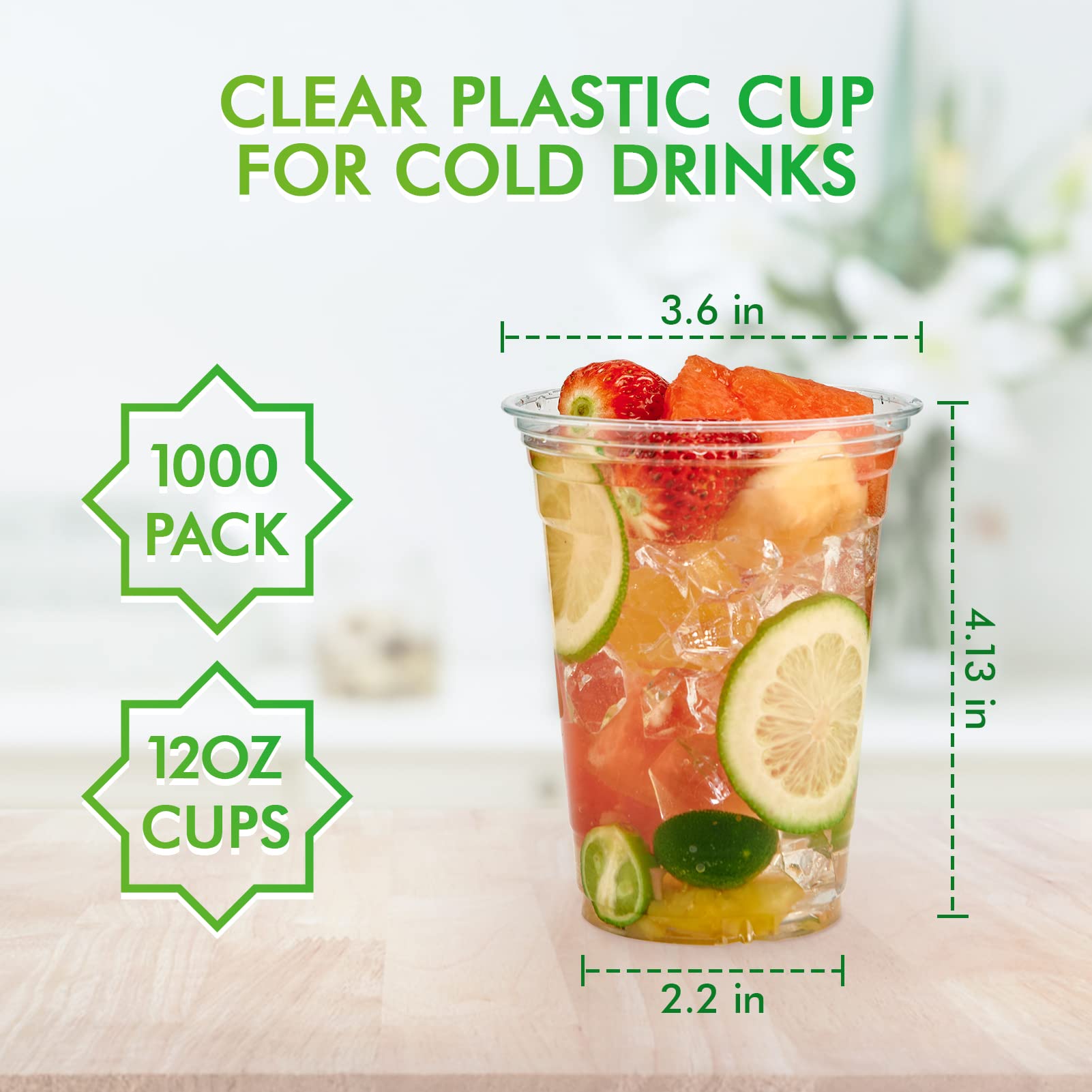Snapklik.com : 1000 Pack 12 Oz Clear Plastic Cups, PET Disposable ...