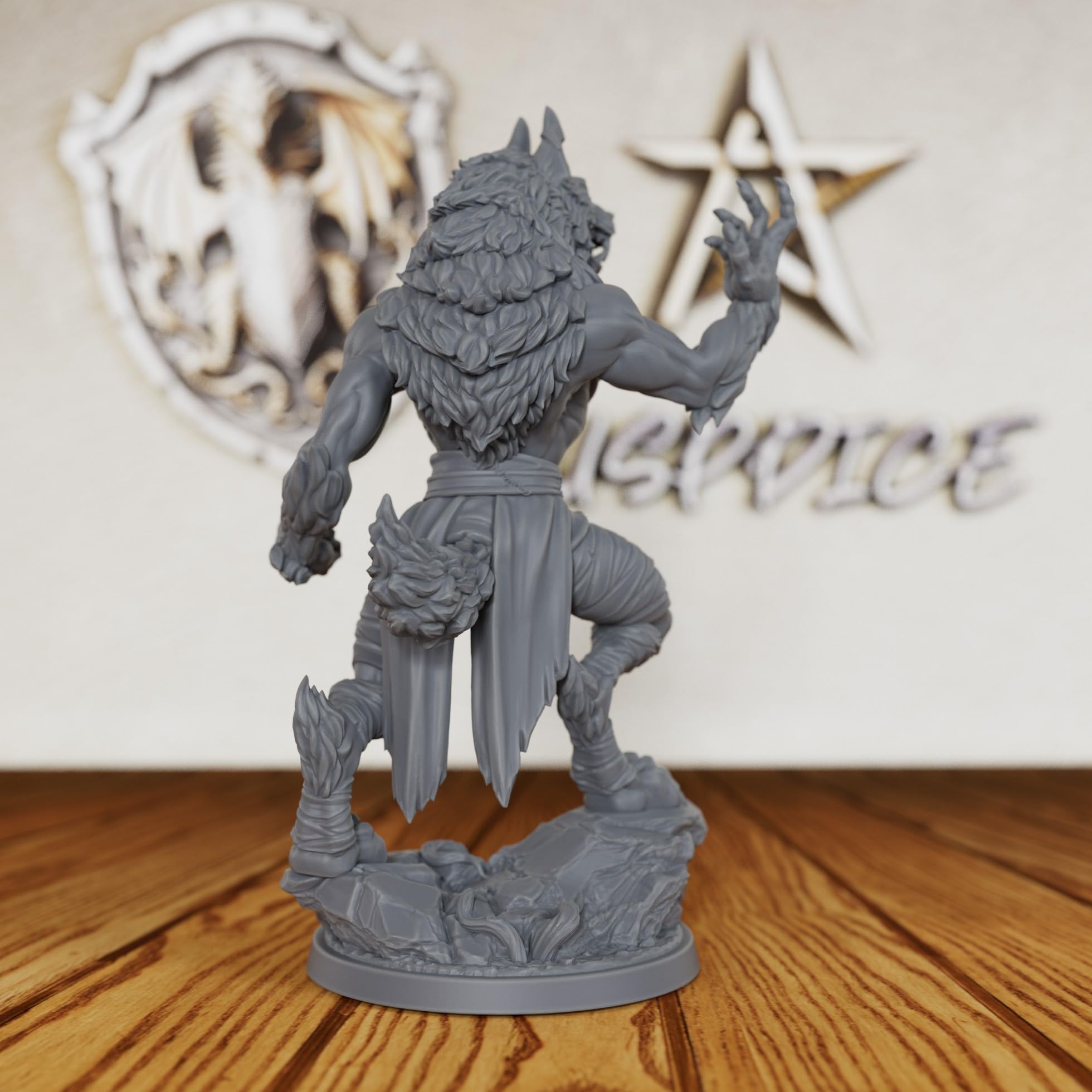 AUSPDICE DND Unpainted Werewolf Miniature for Tabletop RPG, Fantasy World, Miniature Figure Ideal Gift for Dungeon Masters