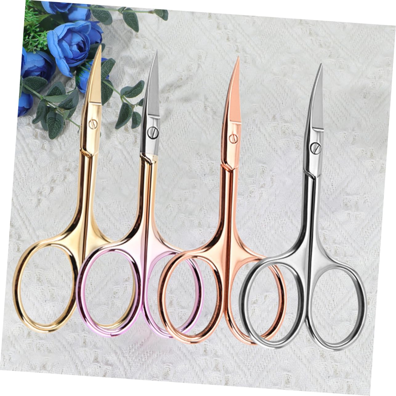 FRCOLOR 8 tijeras para barba, tijeras faciales, de aseo, cortapelos de nariz, de belleza, para cejas, para el vello de la nariz, pequeñas de acero inoxidable