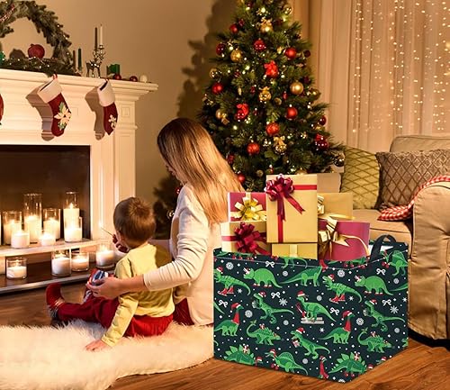 Miniatura 10 de HKEC Cesta de almacenamiento rectangular con asas, caja de almacenamiento plegable para juguetes para niños, lindo contenedor organizador de lona