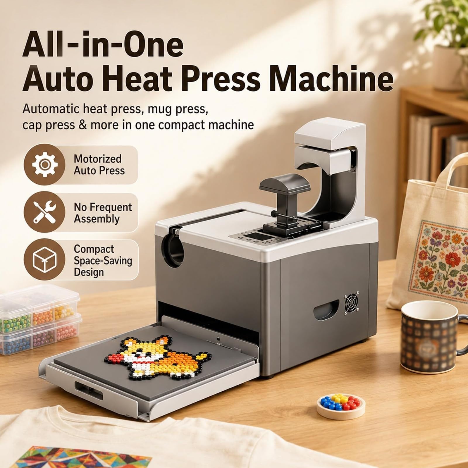 Prensa térmica automática de 15x15 pulgadas con control de temperatura