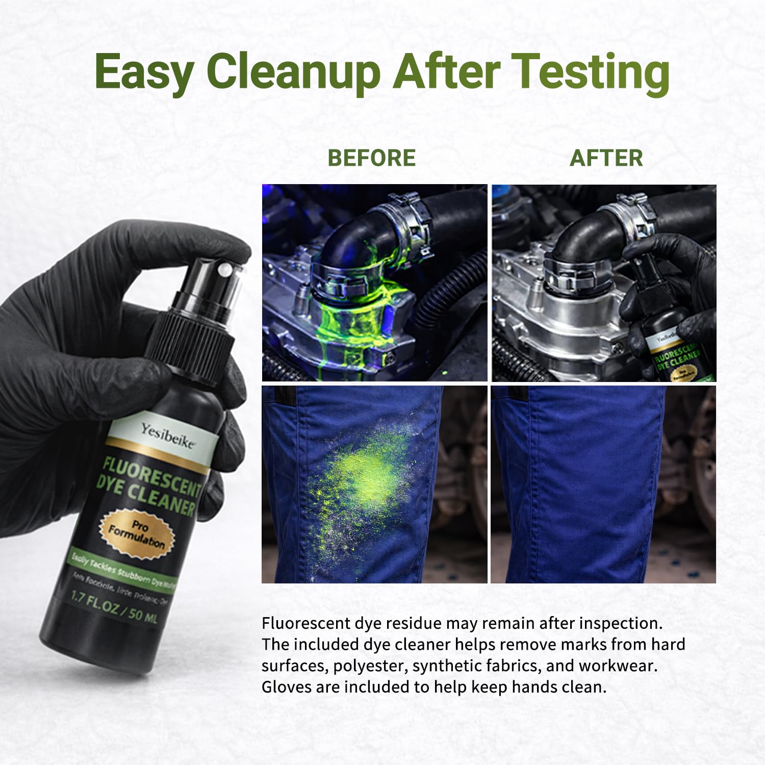 150ml Water-Based UV Leak Dye and Cleaner Kit for Coolant and AC