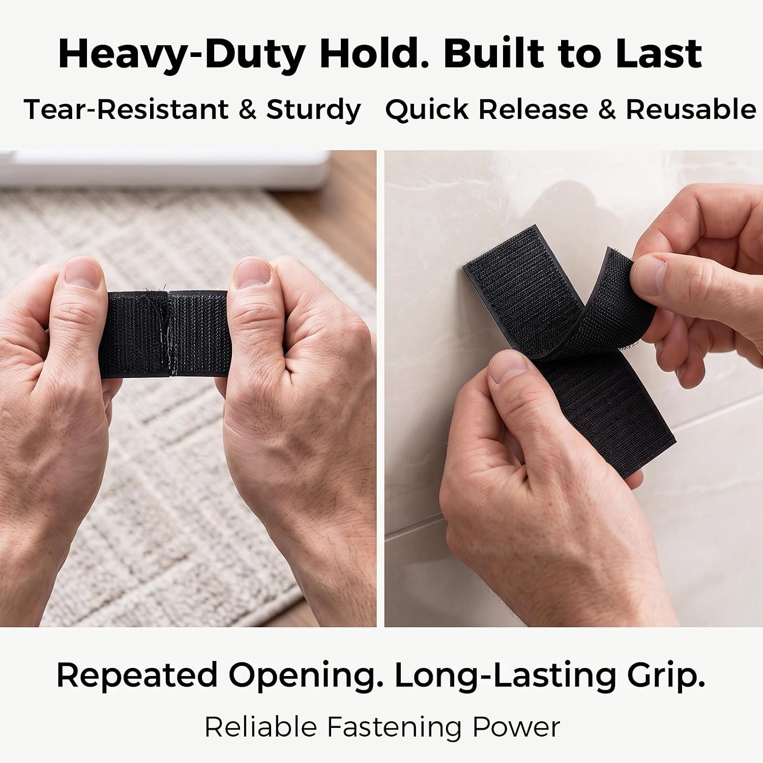 Adhesive Hook and Loop Strips 2x4 Inch, 12 Sets, Heavy Duty Sticky Back Fasteners for Home, Office, DIY Organization, Black