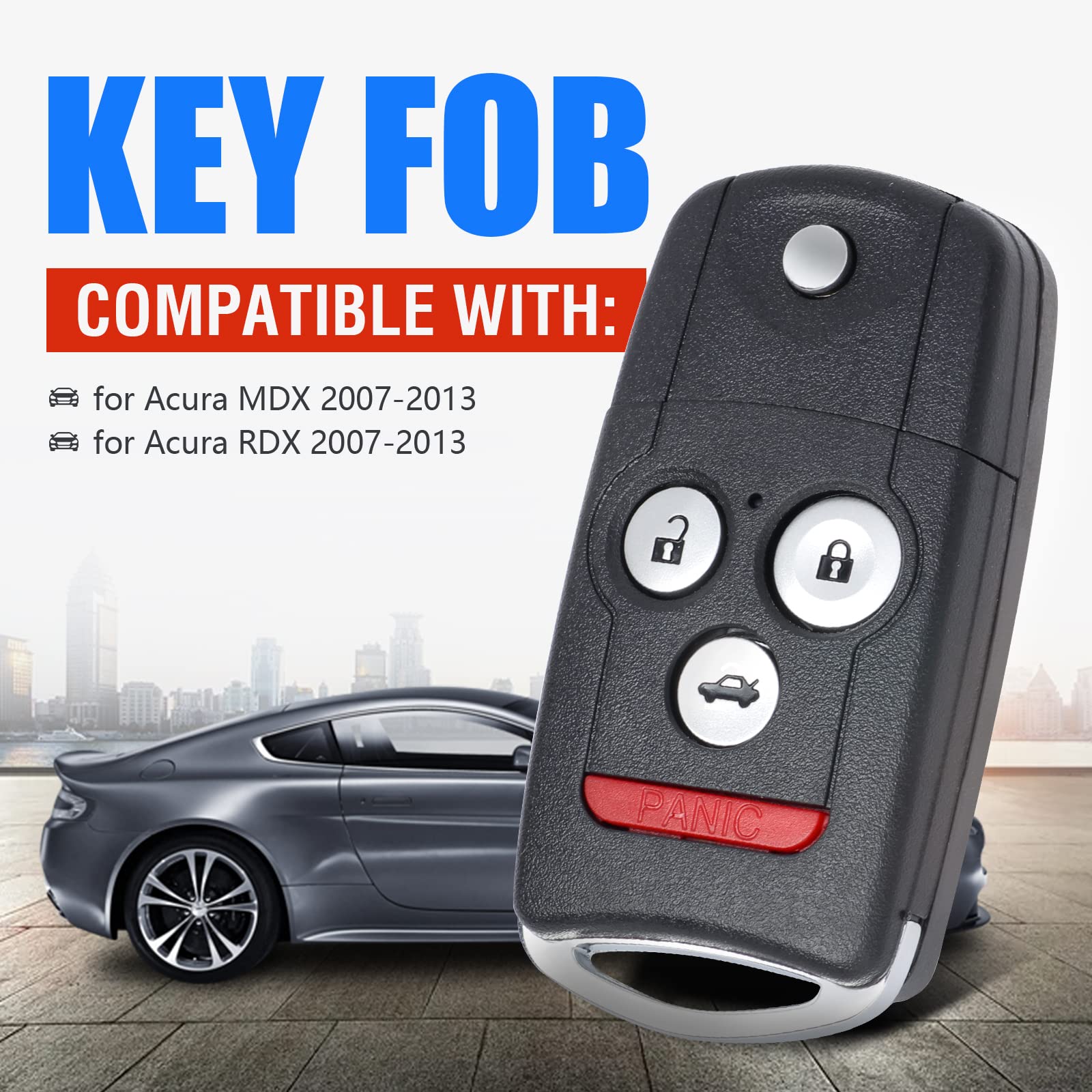 Keymall Telecomando di ricambio per chiavi auto per Acura MDX/RDX 2007 2008 2009 2010 2011 2012 2013 FCC ID:N5F0602A1A P/N:35111-STX-316 4 pulsanti..