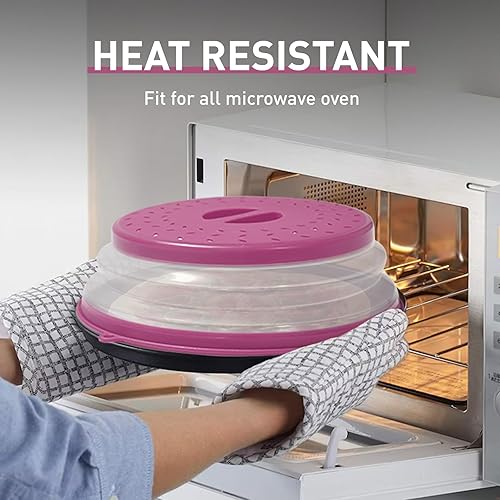 Miniatura 5 de Cubierta plegable para salpicaduras de microondas para alimentos, tapa de microondas ventilada con agujero de gancho, protector de salpicaduras para