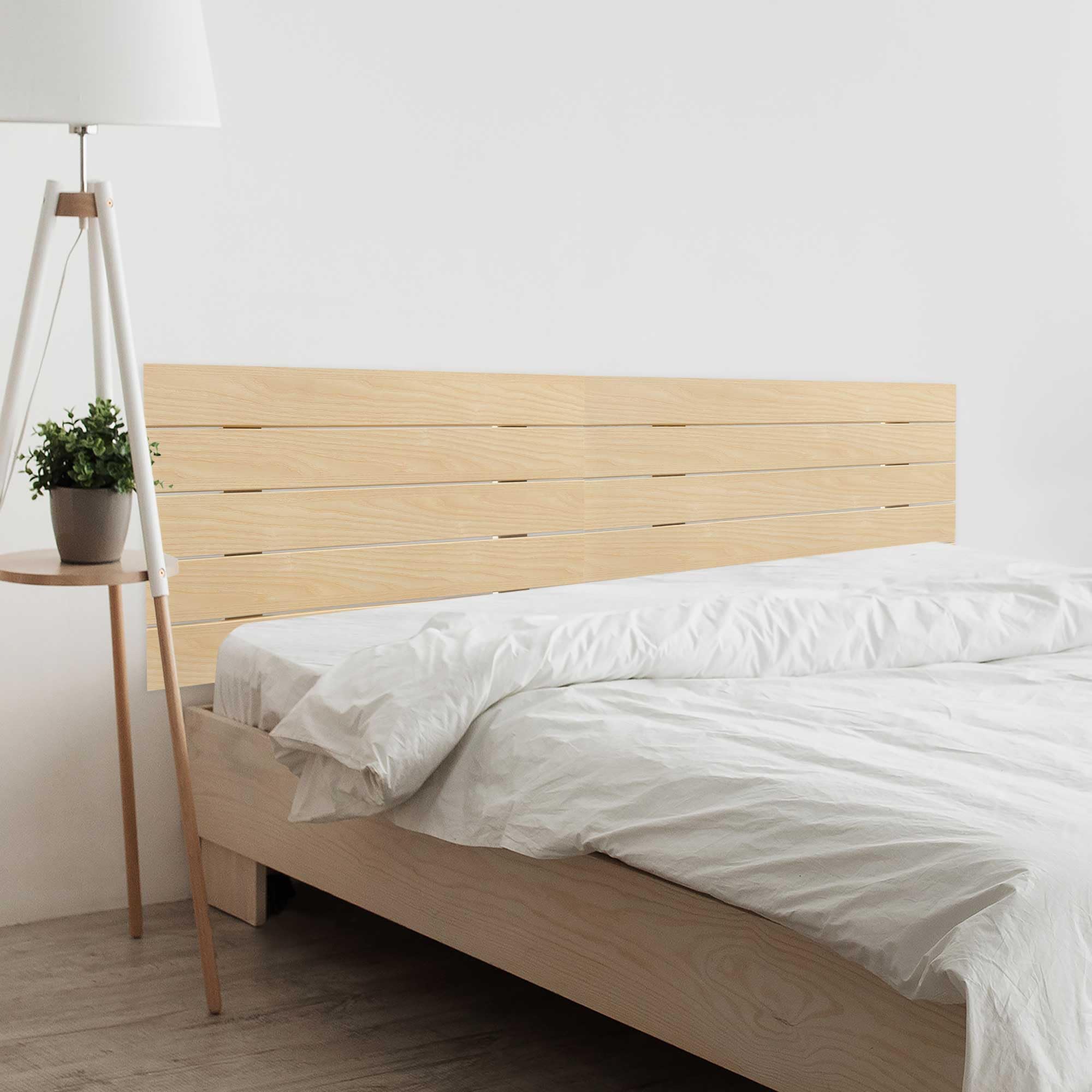 DHOME Cabecero de Madera reciclada DM Estilo Palet Horizontal Dual Dividido en 2 Piezas Cama Palets Herrajes incluidos (190cm Dual, Madera Natural)