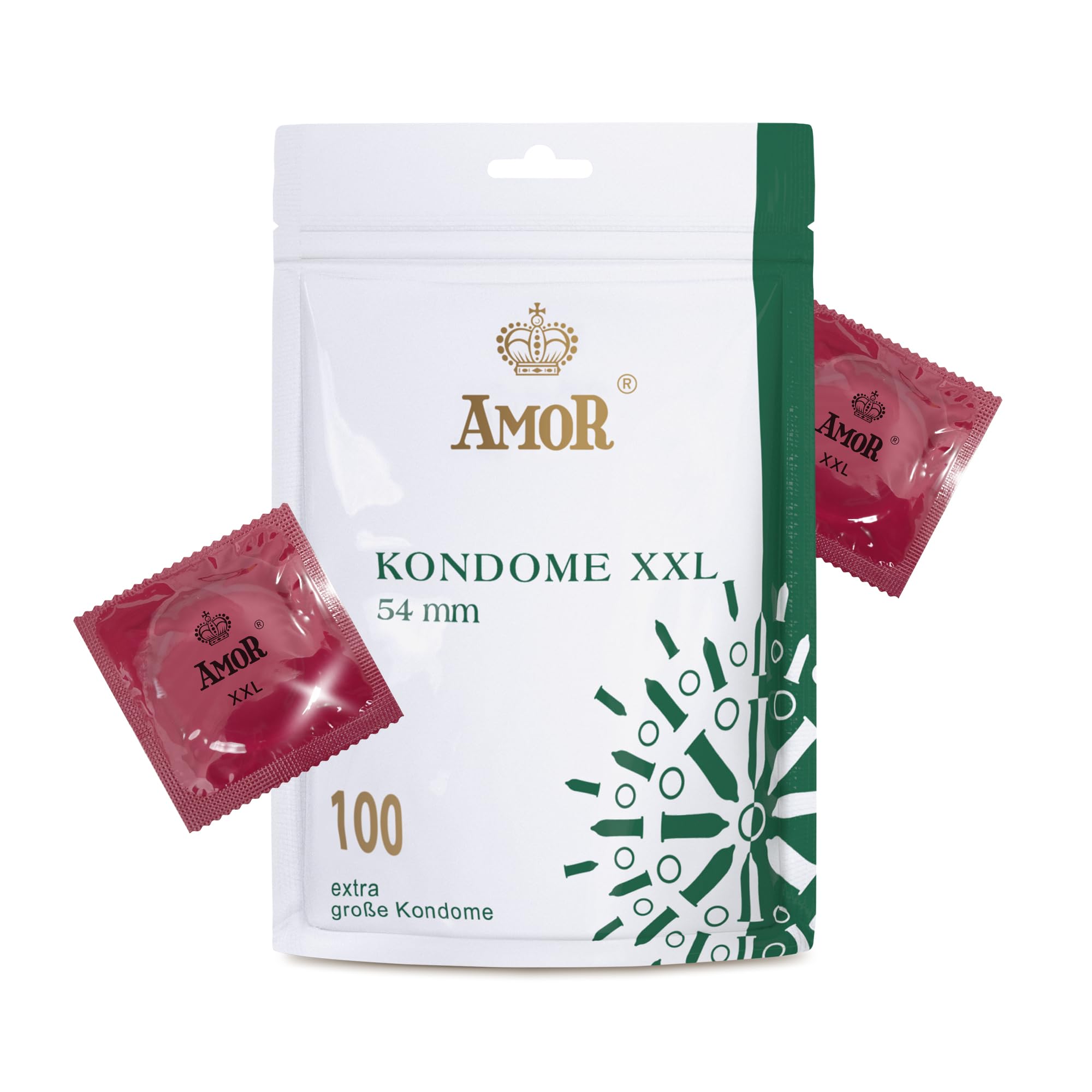 AMOR XXL Premium Kondome, Gefühlsecht, Ø 54 mm, Transparent, 100 Stück