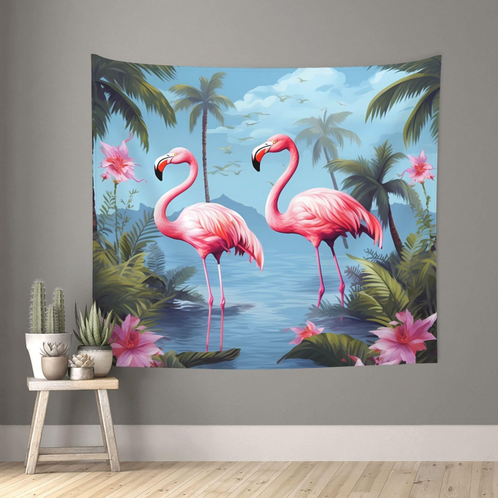 FodPand Tropical flamingos Tapestry for Bedroom Aesthetic, Wall Hanging Tapestries Art Decor Backdrop Wall Tapestry for Dorm Living Room Funny Poster Party Banner Background 51" X 60"