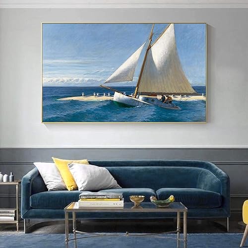 Cuadro sobre lienzo, carteles de barco de vela clásico moderno en el mar, cuadro de arte de pared de lienzo para la decoración del hogar de la sala