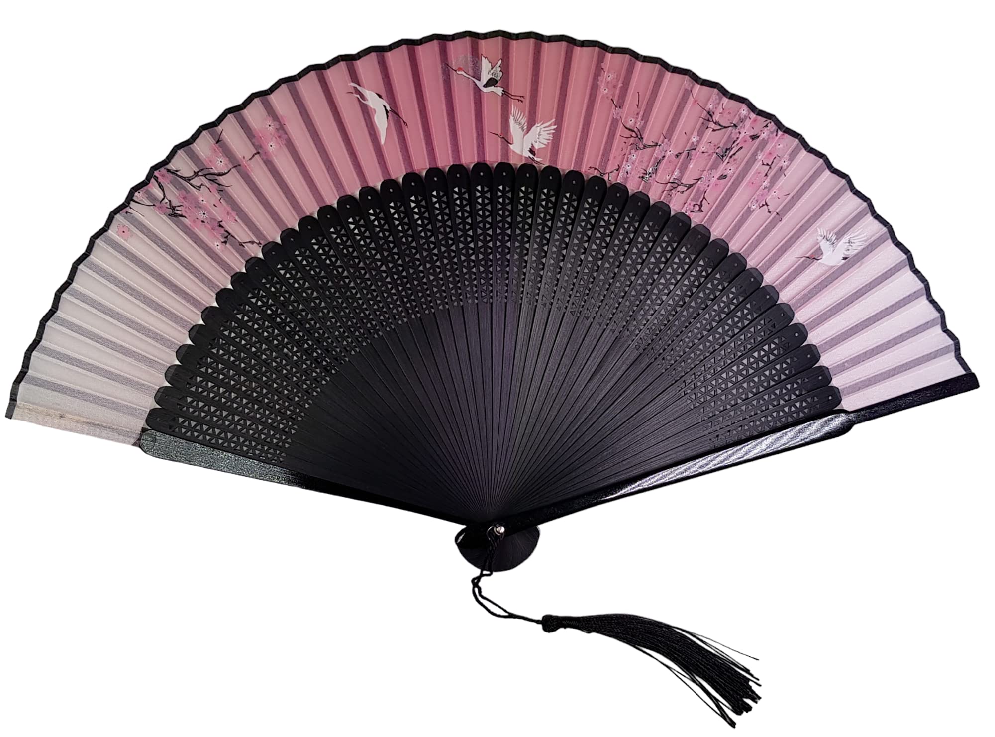 GFM® Bamboo and Silk Handheld Folding Chinese Hand Fans for Summer, Wedding, Party Favour (FLSLK-F807-EX-25)